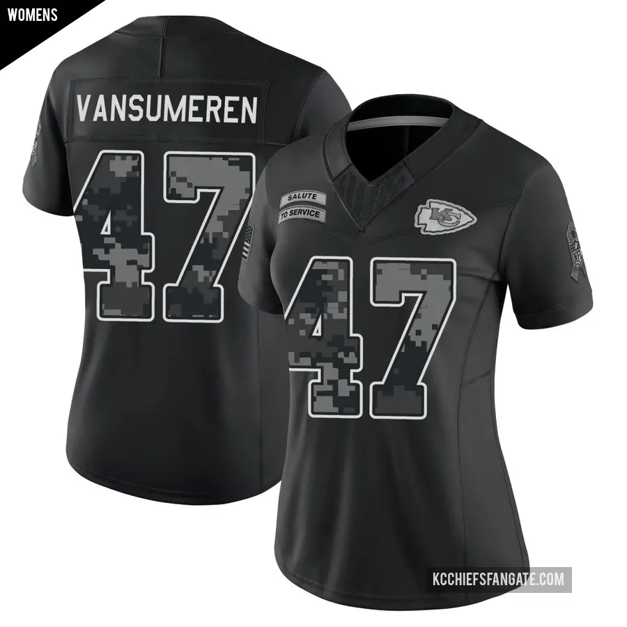 Women's Kansas City Chiefs ＃47 Ben VanSumeren Black Limited 2026 Salute to Service Stitched Jersey