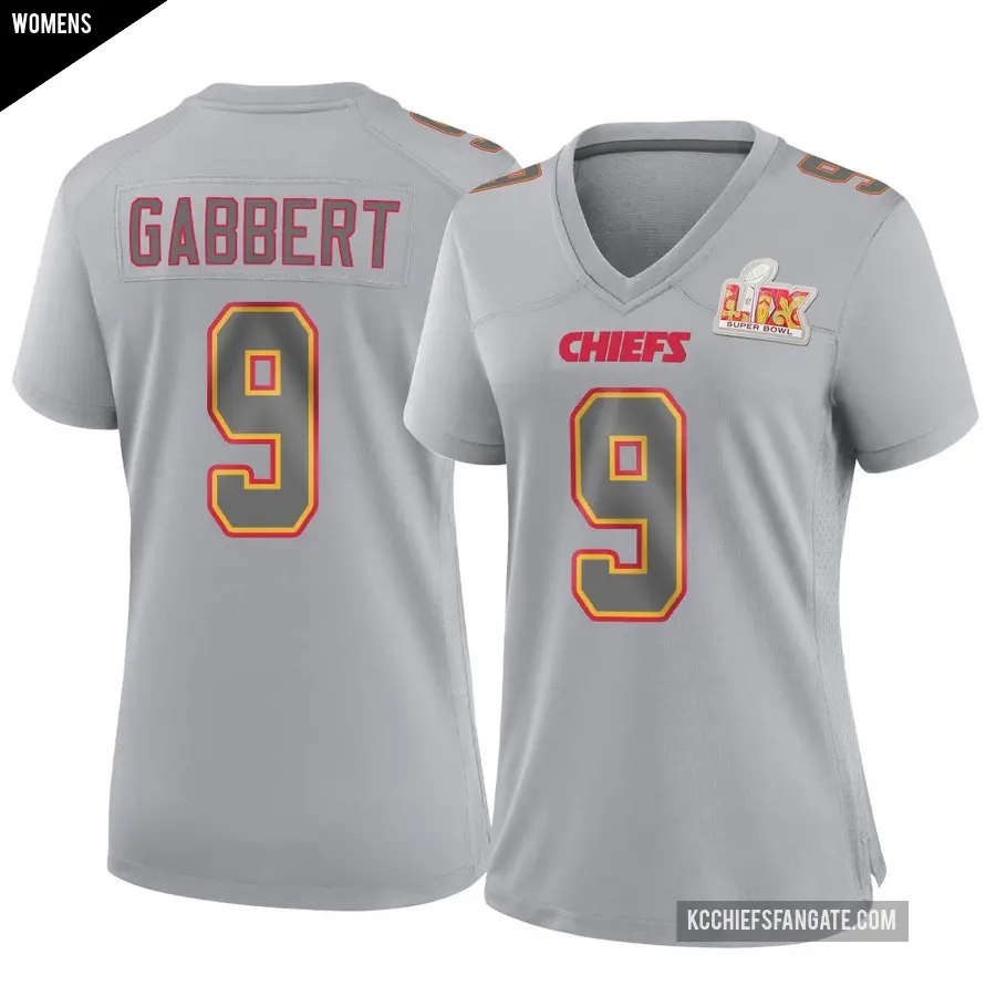Women's Kansas City Chiefs ＃9 Blaine Gabbert Gray Game Atmosphere Fashion Super Bowl LIX Jersey