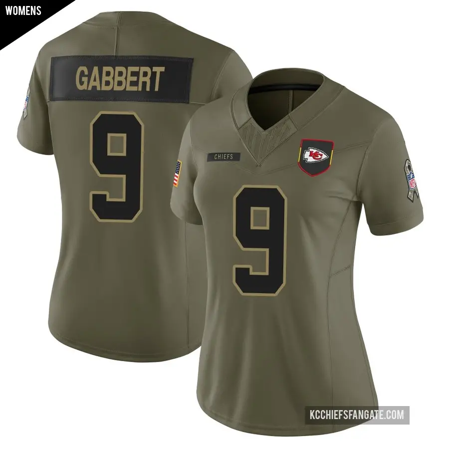 Women's Kansas City Chiefs ＃9 Blaine Gabbert Olive Limited 2025 Salute to Service Jersey