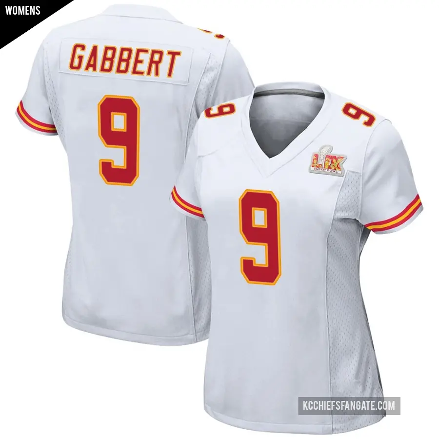 Women's Kansas City Chiefs ＃9 Blaine Gabbert White Game Super Bowl LIX Jersey