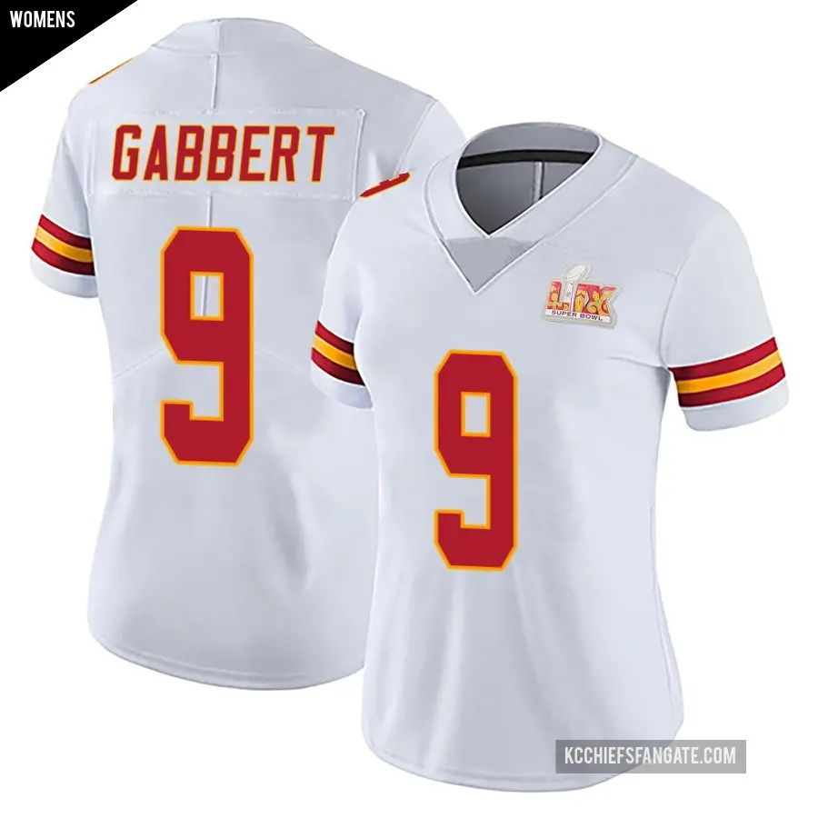 Women's Kansas City Chiefs ＃9 Blaine Gabbert White Limited Vapor Untouchable Super Bowl LIX Jersey