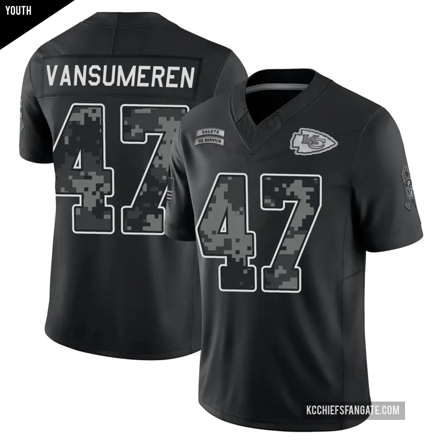 Youth Kansas City Chiefs ＃47 Ben VanSumeren Black Limited 2026 Salute to Service Stitched Jersey