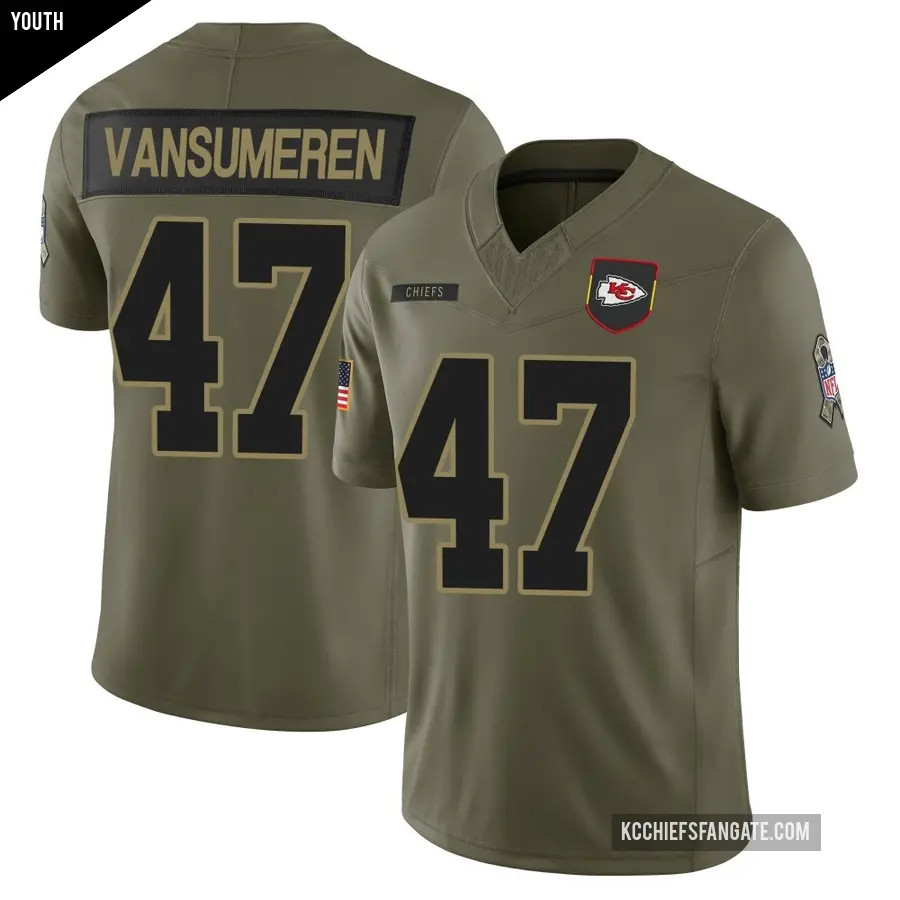 Youth Kansas City Chiefs ＃47 Ben VanSumeren Olive Limited 2025 Salute to Service Jersey