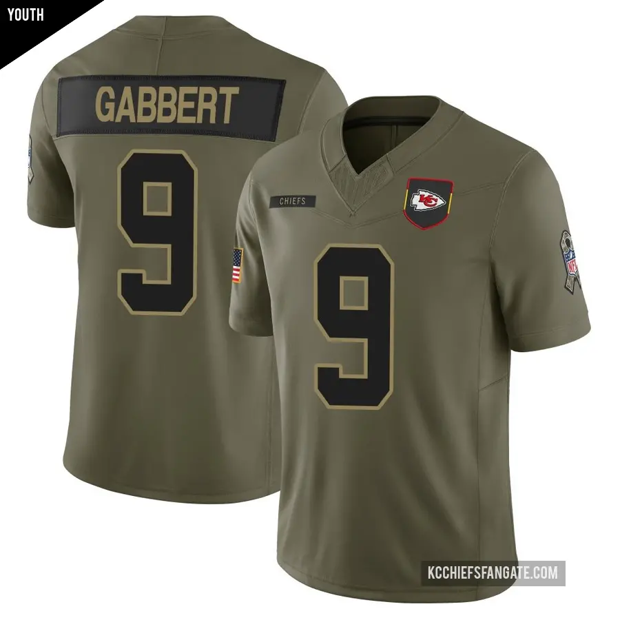 Youth Kansas City Chiefs ＃9 Blaine Gabbert Olive Limited 2025 Salute to Service Jersey